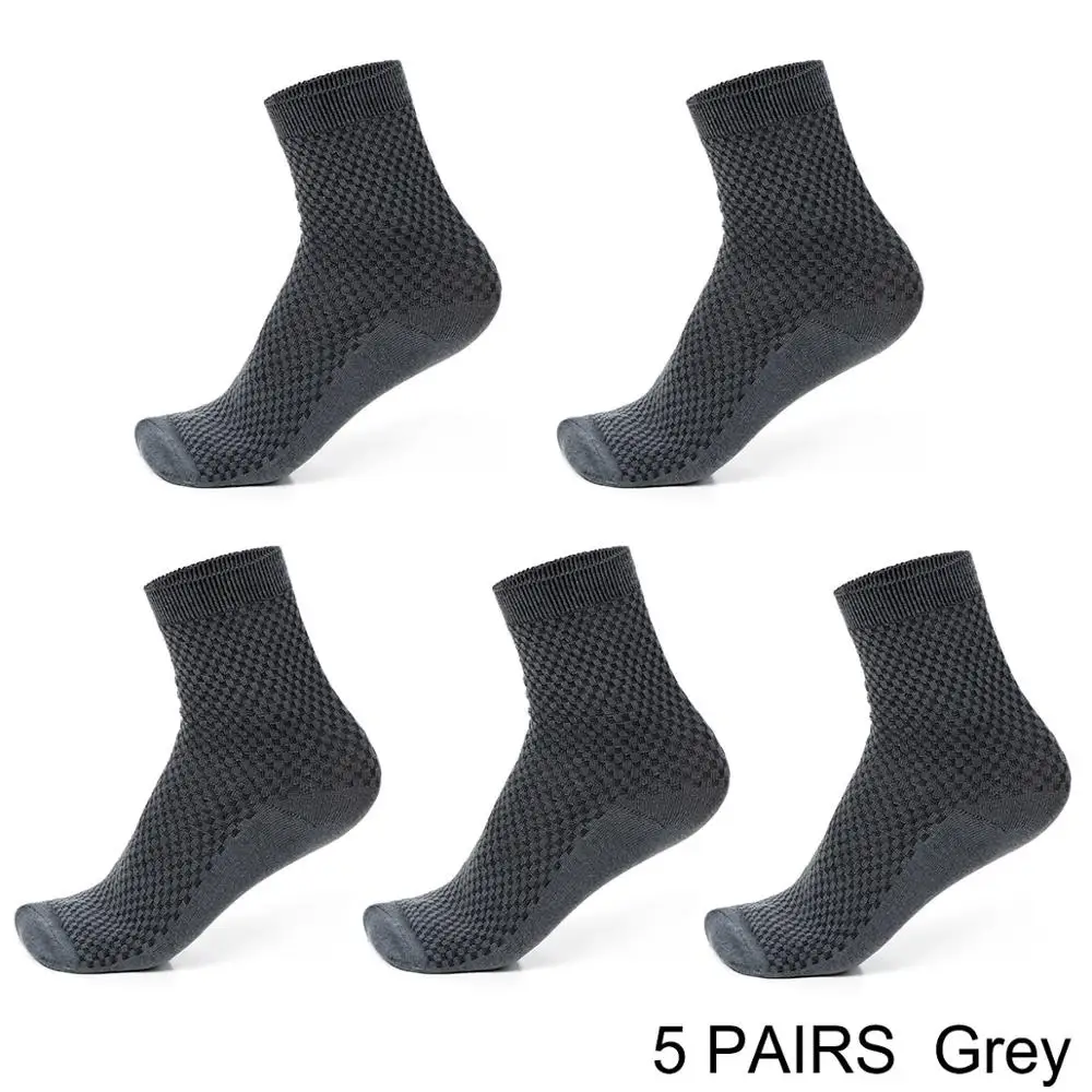 5 пар, носки из бамбукового волокна для мужчин, деловые повседневные однотонные носки, антибактериальные дезодоранты, дышащие мужские носки, Прямая поставка - Цвет: B