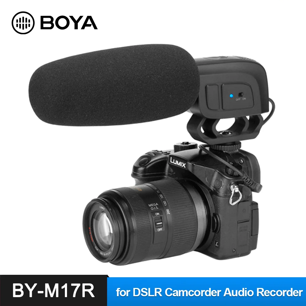 BOYA BY-M17R On Camera Cardioid Condenser Microphone Audio Video Mic for Camera DSLR PC Smartphone Live Streaming Vlog wireless mic