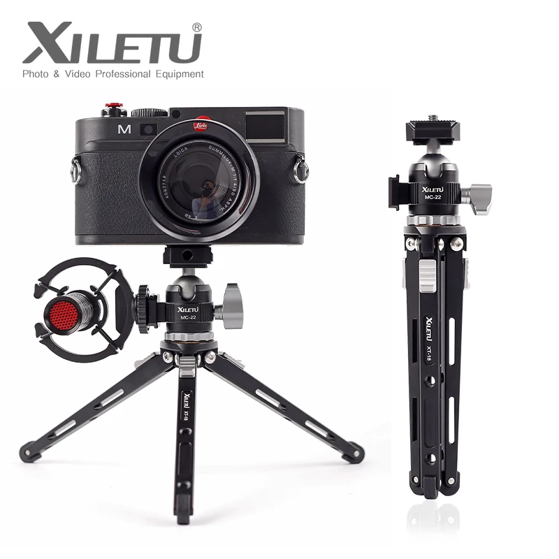 XILETU MC22 Mini Cold Shoe Ball Head Dual Use 1/4 Screw Cold Shoe Aluminum Alloy for Camera Phone Speedlite Tripod Selfie Stick cold shoe ball head