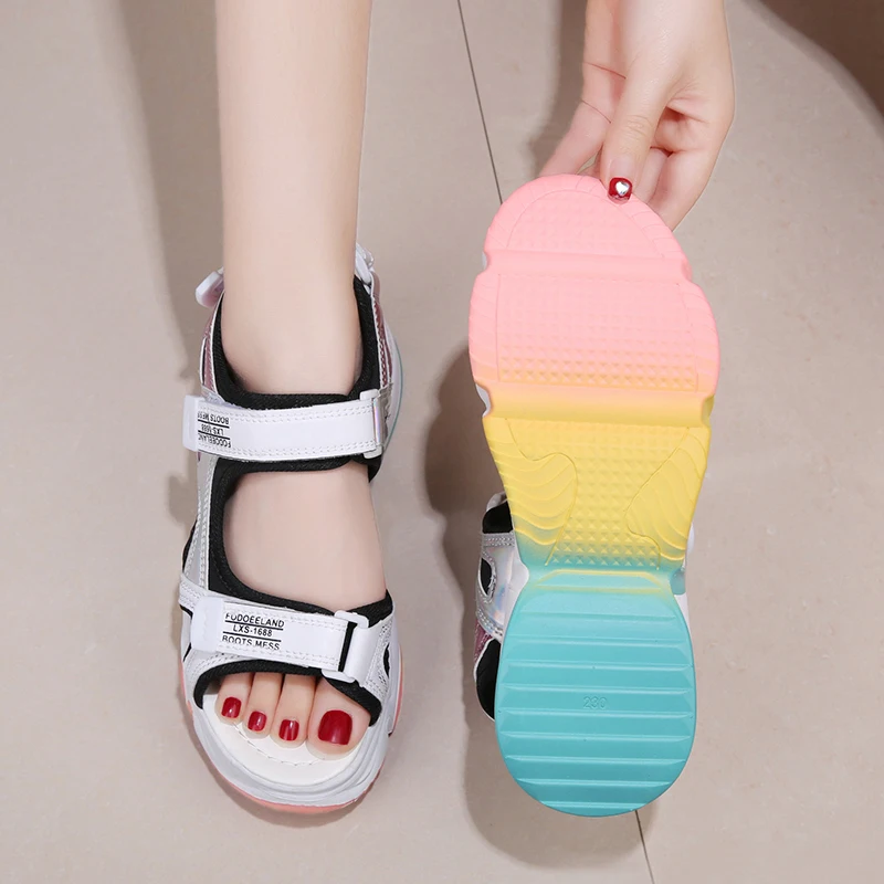 Platform Sandals Female Summer Women Thick Bottom Rainbow 