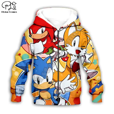 Kids Cloth Anime Super Sonic Cartoon 3d hoodies/boy sweatshirt Cartoon Hot Movie pant style-25 - Цвет: Черный