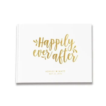 

Happily Ever After Wedding Guest Book Alternatives Personalised Guestbook Wedding Sign In Book White & Gold Modern Wedding Decor