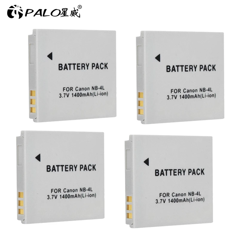 4pcs PALO 1400 мА/ч, NB-4L NB4L NB 4L Батарея объектива Цифрового Фотоаппарата Canon IXUS 30 40 50 55 60 65 80 100 I20 зум-объектив для Canon PowerShot SD1000 1100 Камера Батарея - Цвет: 4pcs