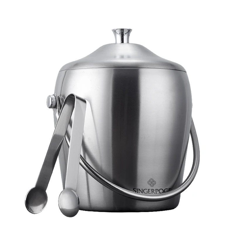

Thick Stainless Steel Ice Bucket Double Champagne Bucket Red Wine Chilled Beer Ice Bucket KTV Bar Equipment Ice Wine Barrel