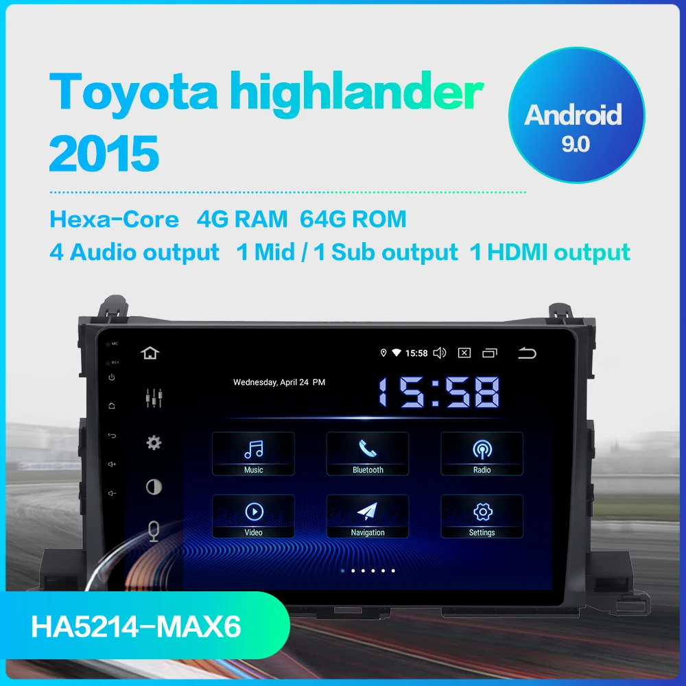 Perfect for Toyota highlander 2015 GPS Navigator DSP Vehicle 10.2" IPS TDA7850 Car 1 Din Android 9.0 Radio Multimedia Player Stereo PC 1