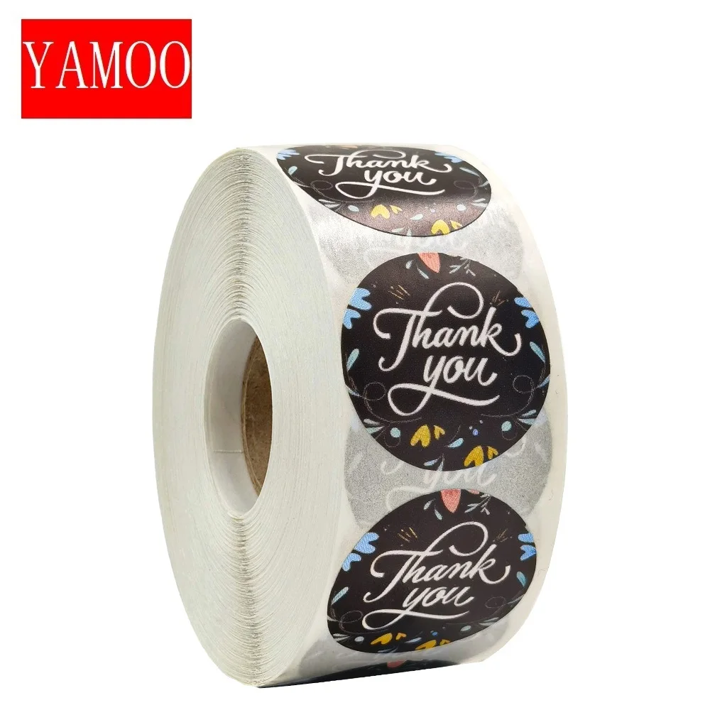 

Black thank you for your purchase sticker 1 inch round seal label scrapbook packaging stationery sticker