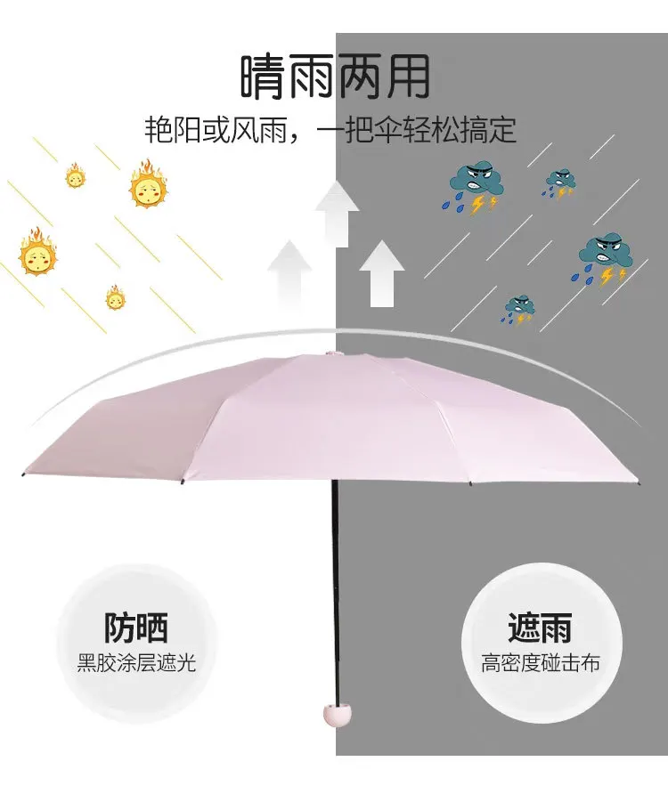 Five Folding Capsule Parasol Women's Ultra-Sun-resistant UV-Protection College Style Rain Or Shine Dual Purpose Umbrella Ultra-L