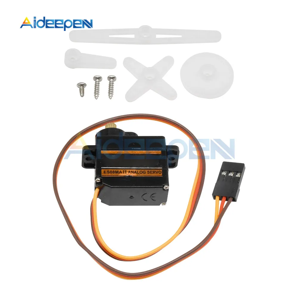 ES08MA II Mini металлическая Шестерня Аналоговый сервопривод цифровой микро рулевой