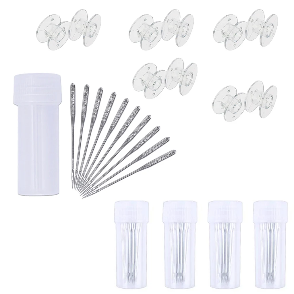 

2020 New 40pcs Sewing Machine Needles With 10pcs Plastic Bobbins Spool Set For DIY Craft Tools Accessories