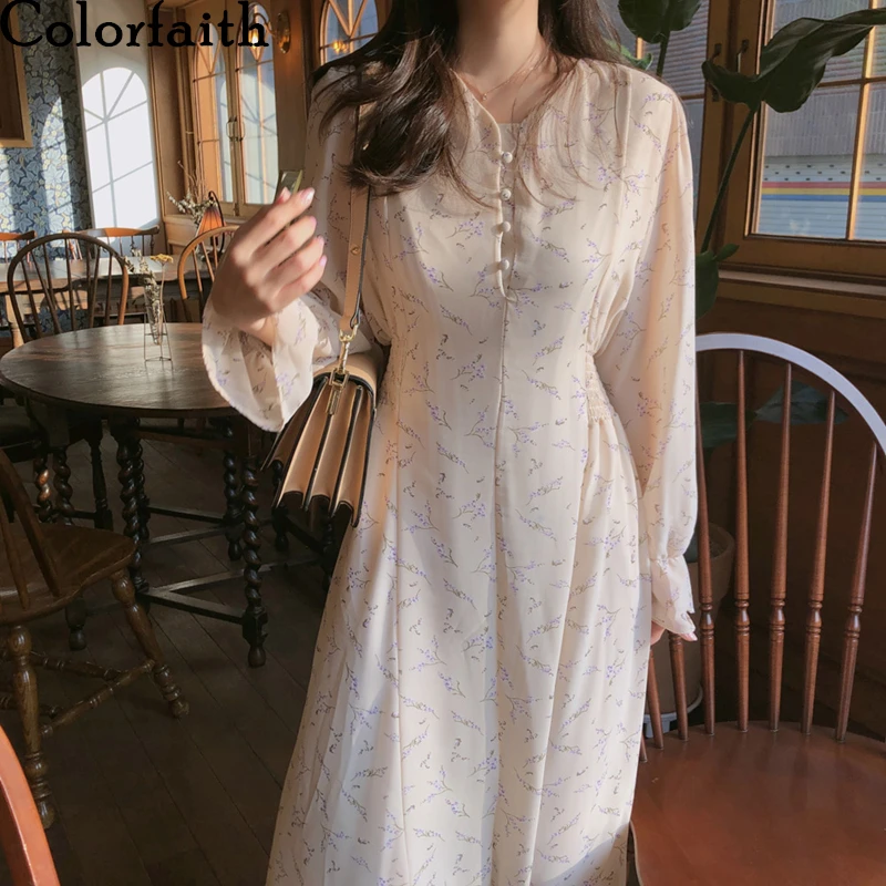Colorfaith New 2020 Women Summer Dress Casual V-Neck Puff Sleeve Chiffon High Waist Print Floral Fashionable Long Dress DR1205 Colorfaith New 2020 Women Summer Dress Casual V-Neck Puff Sleeve Chiffon High Waist Print Floral Fashionable Long Dress DR1205