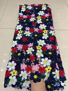 

2020 Latest African 3d Applique Lace Fabrics 2020 High Quality Lace Guipure Cord Lace Fabric For Women Party Dress Material