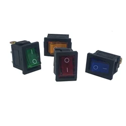 8 pcs/lot KCD1 21*15 4 colors LED 3 Pin SPST 250V 6A Boat Switch SPST ON/OFF Snap-in Rocker Position Switch with Light