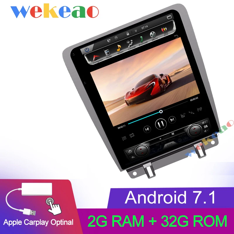 Android Car Radio Вертикальный экран Wekeao Tesla style 12,1 ''1 Din Android 8,1 gps навигация автомобильный Dvd мультимедийный плеер Автомагнитола для Ford Mustang - Цвет: Android Car Radio