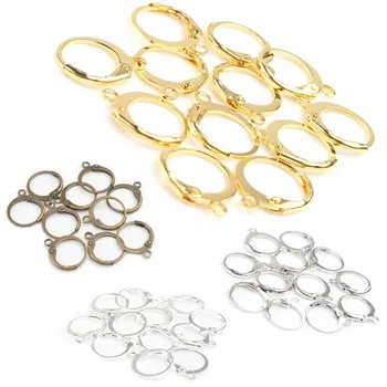 

20pcs 14*12mm Gold Silver Copper Color Rhodium French Earring Hooks Fitting Ear Setting Base for DIY Jewelry Making Accessories
