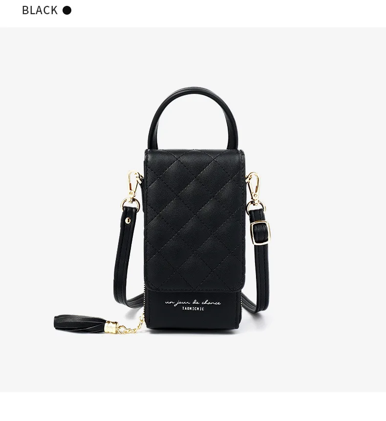 Сумка через плечо для сотового телефона модная повседневная модная брендовая мини-Курьерская сумка на ремне для женщин кошелек черный клатч кошелек