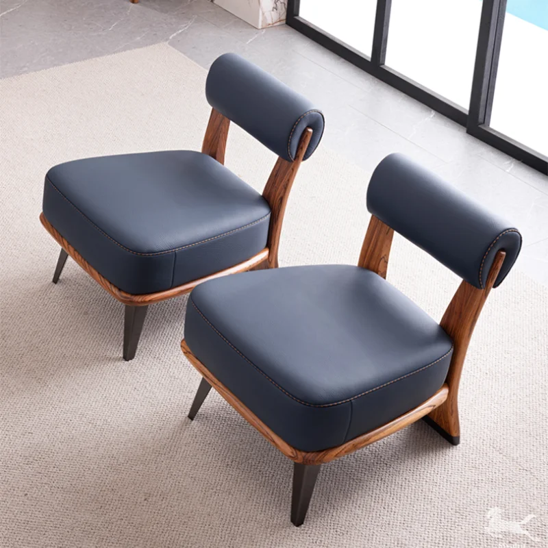 

Минималистичный одноместный диван TT, простая дизайнерская модель дивана, деревянная гостиная, балкон, натуральная кожа