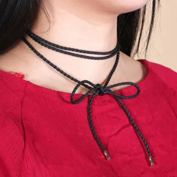

172cm Woven Tassel Braided Waist Chain Belt DIY Neck Bowknot Collar Thin Chain 1PC Solid Color Ladies Long Tassles Belts