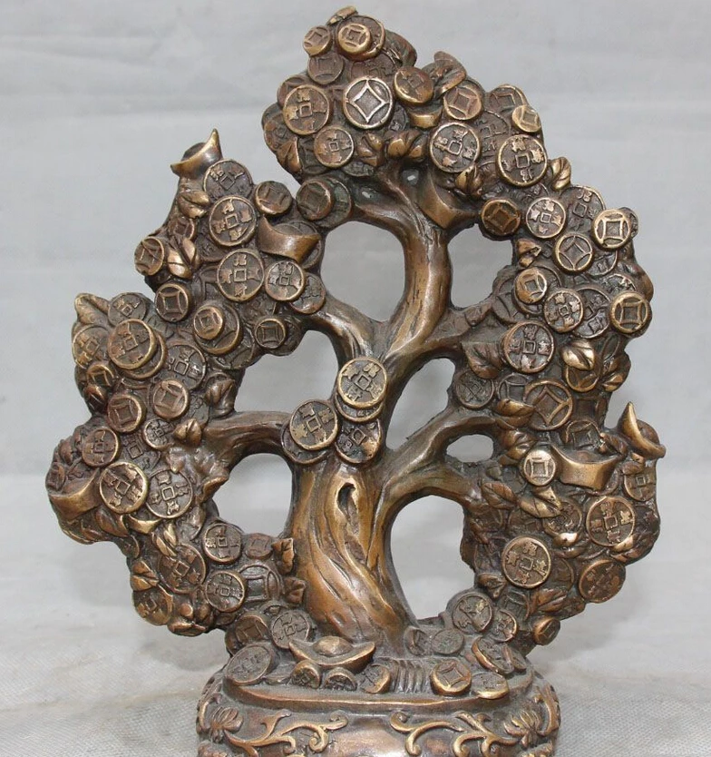 ---623+++9&quot Chinese Folk Fengshui Bronze Wealth Money YuanBao Shake Qian Tree Shu Statue | Дом и сад