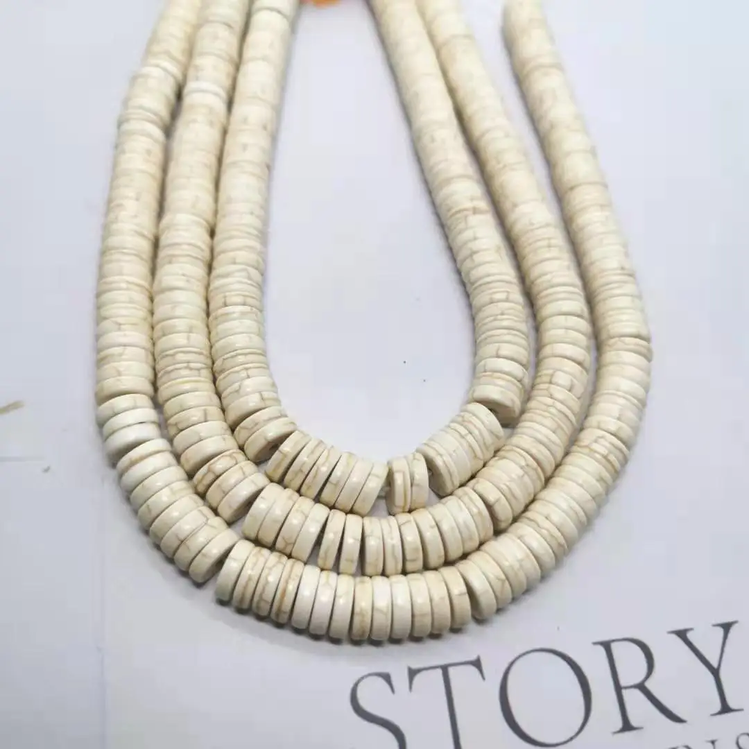 Shell Bead Heishi Bead Strands, Natural Beige Ivory Flat Shell