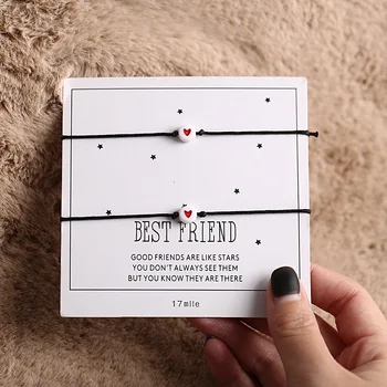 2pcs/set Heart Adjustable Rope Bracelet Set For Women Men 2019 New Minimalist String Couple Bracelets Bohemian Jewelry