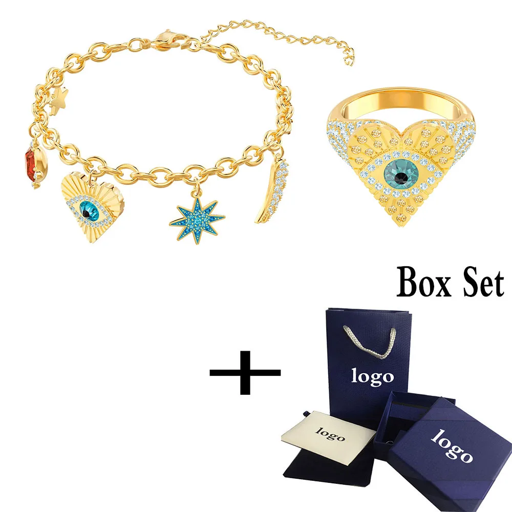 SWA Fashion Unique Original New LUCKY GODDESS Set Combination of Gorgeous Crystal European Women Lucky Body Jewelry Gift - Окраска металла: Ring 6
