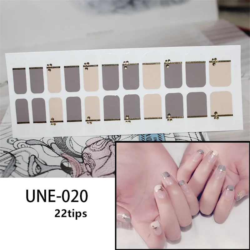 Lamemoria UNE018, белые+ серебряные блестящие наклейки для дизайна ногтей, полное покрытие, обертывание, сделай сам для женщин, украшения ногтей, Типсы, аксессуары для маникюра - Цвет: UNE020