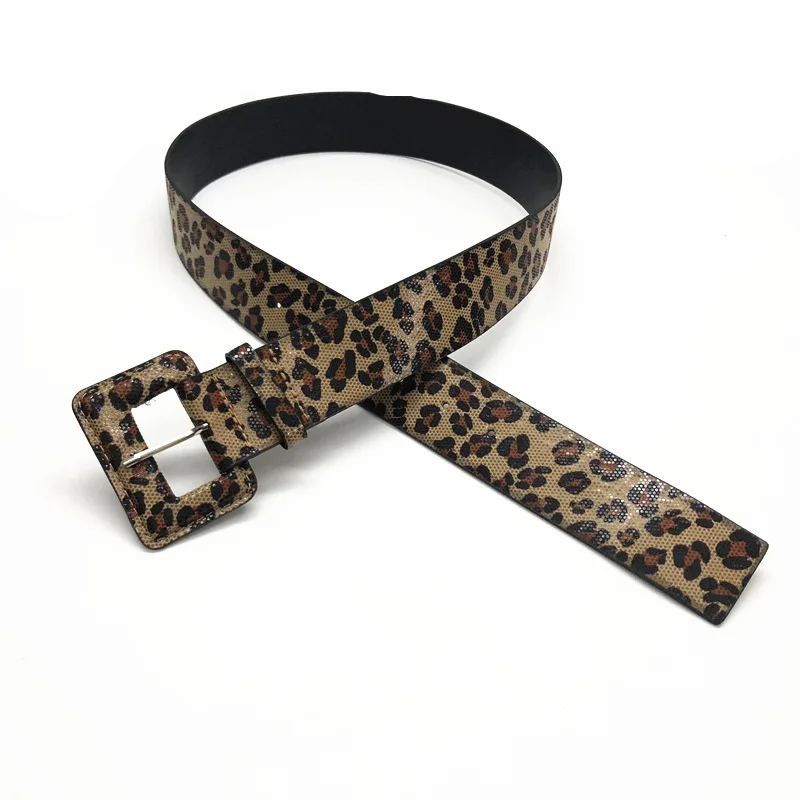 

2020 Four Seasons Lady PU leather Women Belt Leopard Fashion Alloy Pin Buckle Frosted Decoration wide 4CM Accessories Coat