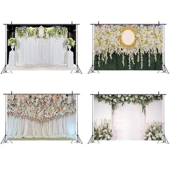 

Bridal Shower Wedding Floral Wall Backdrop Flowers Curtain Dessert Table Decoration Background For Photography