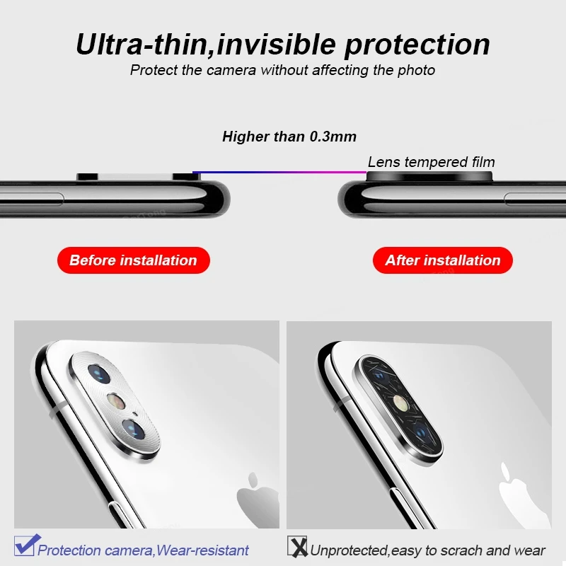 5 шт./партия кольцо покрытие алюминия крышка объектива для iPhone XS Max X S XR объектив камеры протектор чехол кольцо аксессуары для iPhone