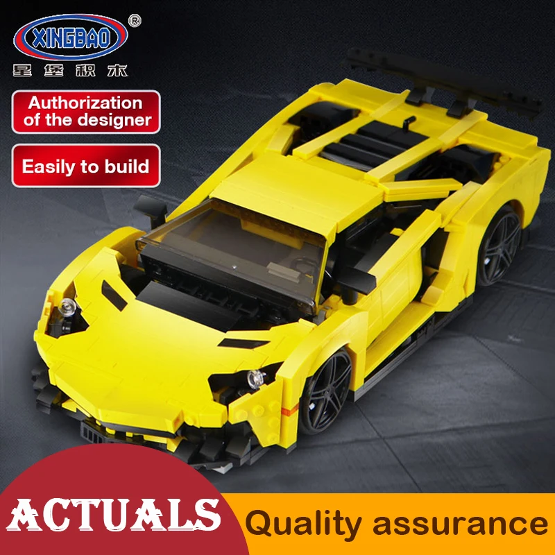 

XingBao 03008 Creative MOC Technic Yellow Lightning Racing Car Building Blocks Model Bricks Hobbies Toy Compatible legoed MOC