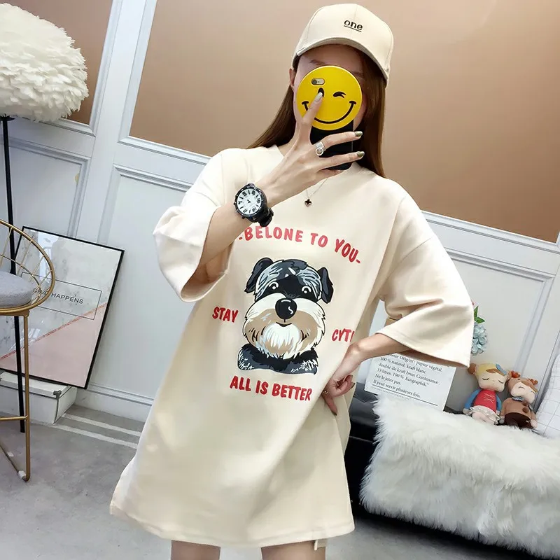 Забавный принт Лето Новая мода дамы Harajuku серый короткий рукав Джерси Винтаж