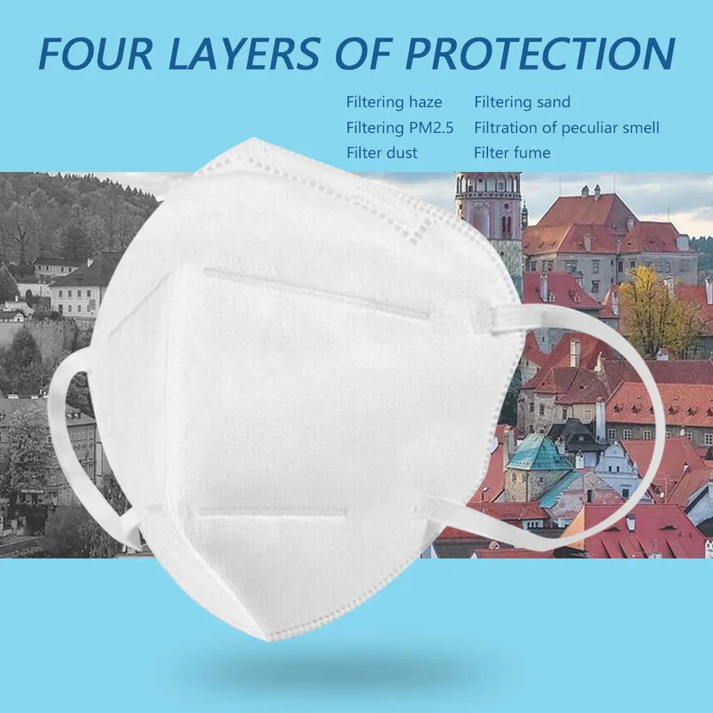 

20PCS KN90 Standard Mask Medical Safety Non Woven Wind And Dust Filter Ears Wearing White Masks Reusable Protective Gear Spot
