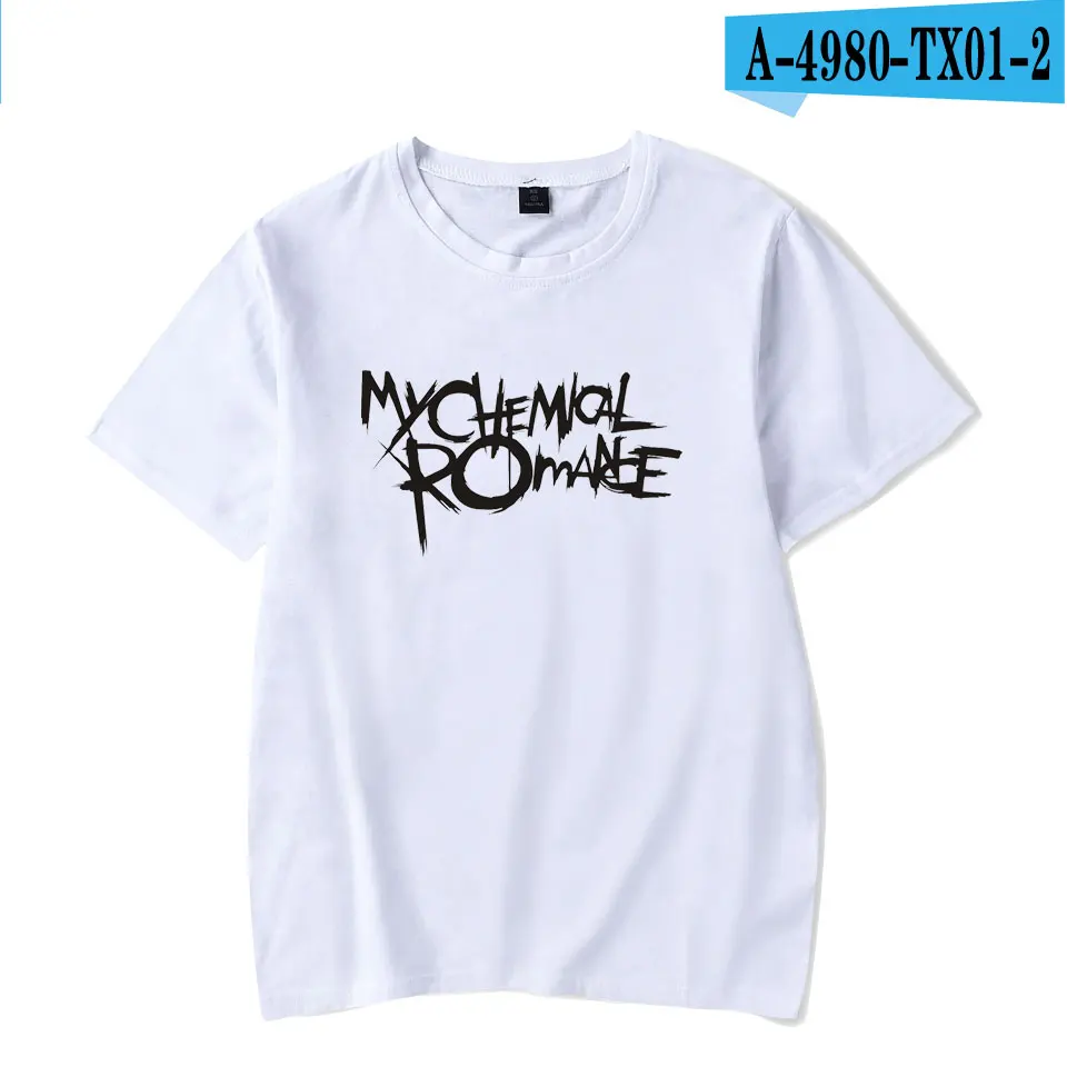 white My Chemical Romance футболки Прохладный и модные женские туфли/мужские базовые с круглым О-образным вырезом футболки с коротким рукавом, хипстерская прикольная большой Размеры 4XL - Цвет: white