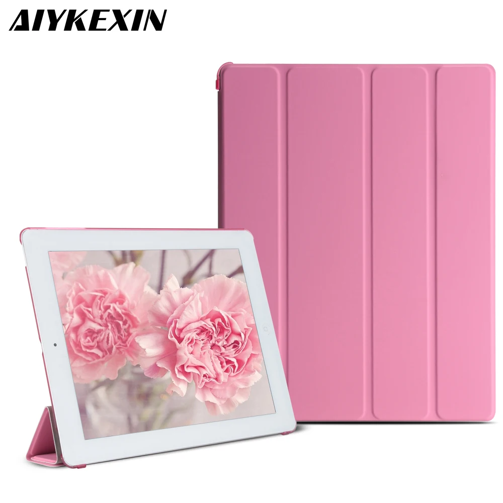 

AIYKEXIN Case For iPad 2 3 4 PU Leather with PC Back Case For iPad 4 Ultra-slim Smart Cover For iPad 2 Case 4-Folding Design