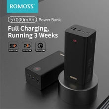 ROMOSS PEA57 Power Bank 57000 мАч SCP PD КК 3,0 двухполосный Быстрый портативное зарядное устройство Type-C Внешнее зарядное устройство Power Bank для Huawei iPhone