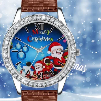 

Christmas Gift Printed Dial Belt Inlaid With Diamond Digital Scale Bracelet for Women's Watch Fashion Color Women Watches Clock