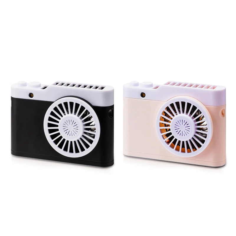 

2Pcs Portable Mini Usb Charging Camera Fan Hanging Neck Small Fan with Flashlight Function Small Fan Desktop Fan Black & Pink