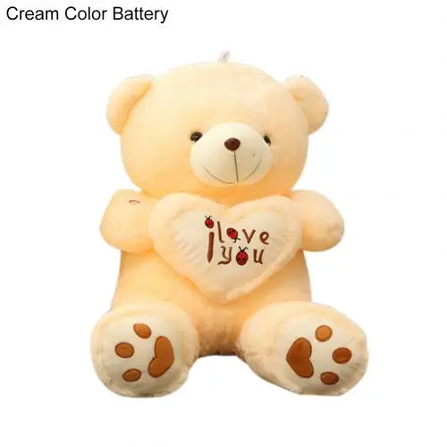 Cream Color 4 Bluetooth музыка светится в темноте прекрасный мягкий Сердце Медведь светильник плюшевая кукла игрушка подушка - Цвет: Cream Color 4