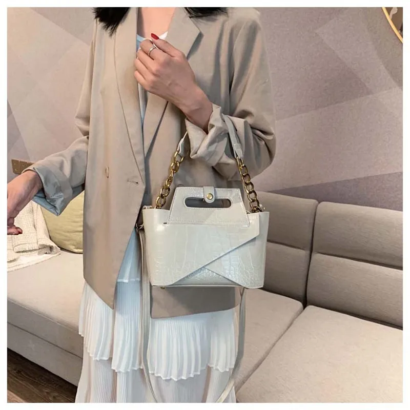 Women Bags Fashion Baguette Hand Bags Quality Luxury Handbags Leather Chain Shoulder Bags Crocodile Pattern Totes Bolsas
