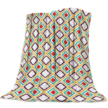 

Colorful Geometric Figure Totem Texture Spring and Autumn Soft Flannel Blanket Office Siesta Blanket Sofa Bed Blanket