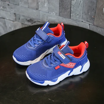 

2020 New Teenager Sneakers for Boys Black Blue Kids Boy Sport Shoes Breathable Running Shoes Children Soft Sole Boy Gym Shoes