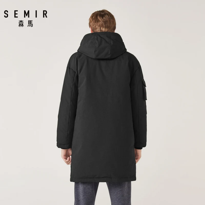 SEMIR, длинный пуховик для мужчин, зима, новинка, для мужчин, с капюшоном, толстый, теплый, холодный, свободный, пальто, повседневное, серое, утиный пух, пальто для мужчин