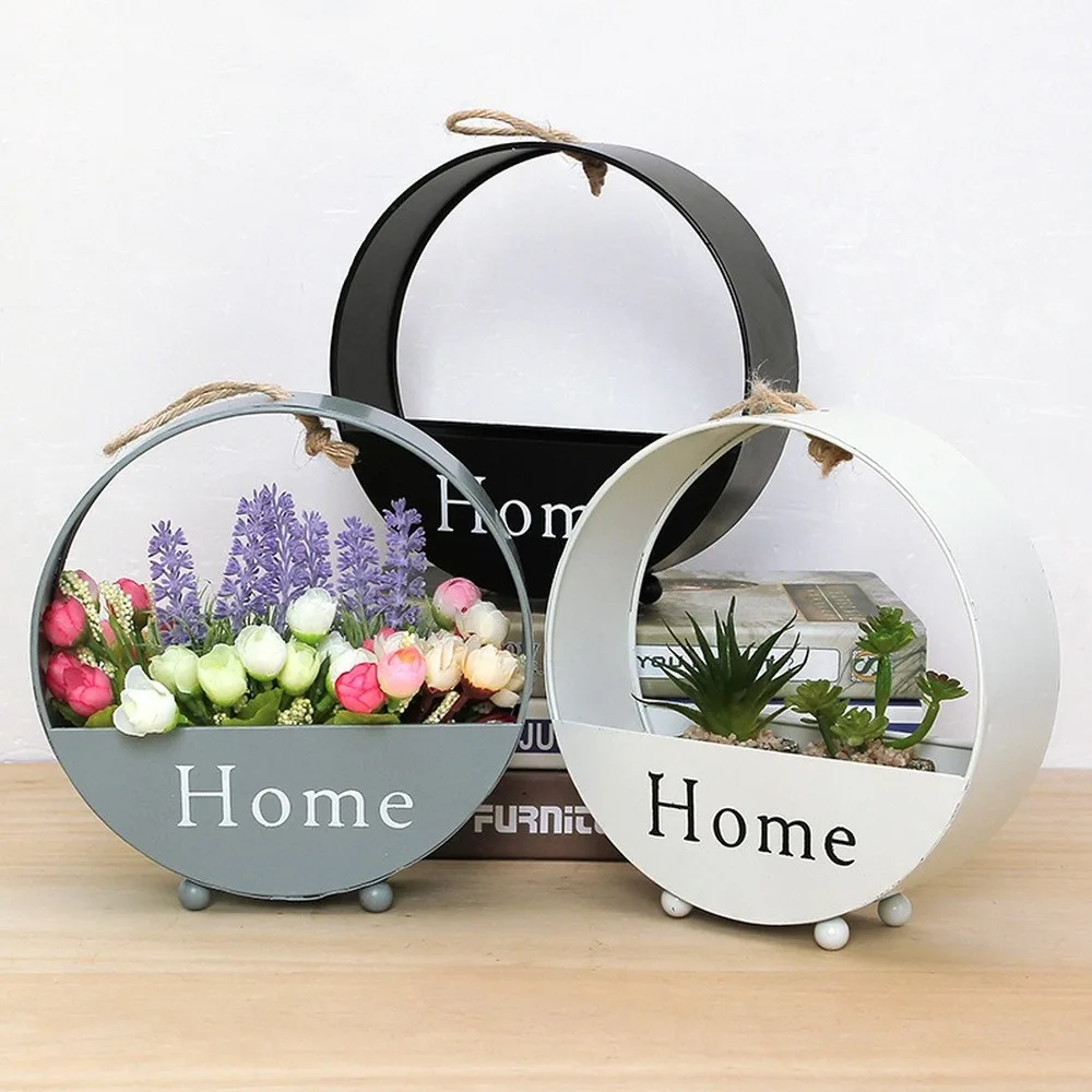 

Creative Wall Hanging Decor Flower Plant Storage Decoration Iron Pastoral Floating Shelf Store Decorative Shop Modern Nordic