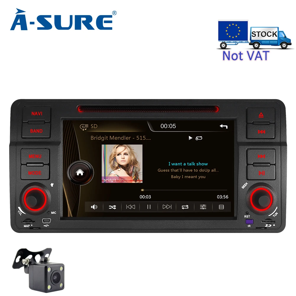 

A-Sure 2 Din 7'' Car Radio GPS Sat Nav DVD Player Stereo Navigation For BMW E46 Rover 75 3 Series 318 320d 325 MG ZT FM/AM RDS