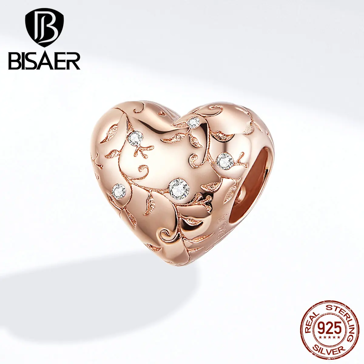 

Heart Beads BISAER 925 Sterling Silver Love Heart Shape And Tree Of Life Charms Beads fit for Women Bracelets Silver 925 Jewelry