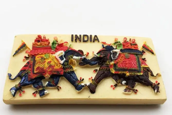 Traditional Indian elephant war painting Fridge Magnets Travel Souvenirs Gift Refrigerator Magnetic Sticker | Дом и сад