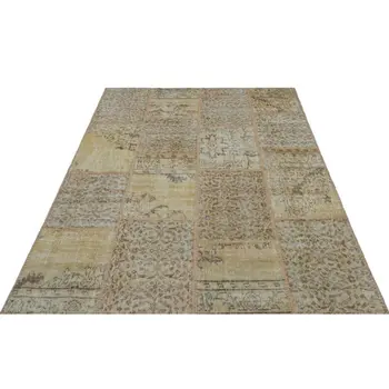 

Handmade Beige Vintage Overdyed Patchwork Area Rug 160x230 Cm-5'3''X7'7''