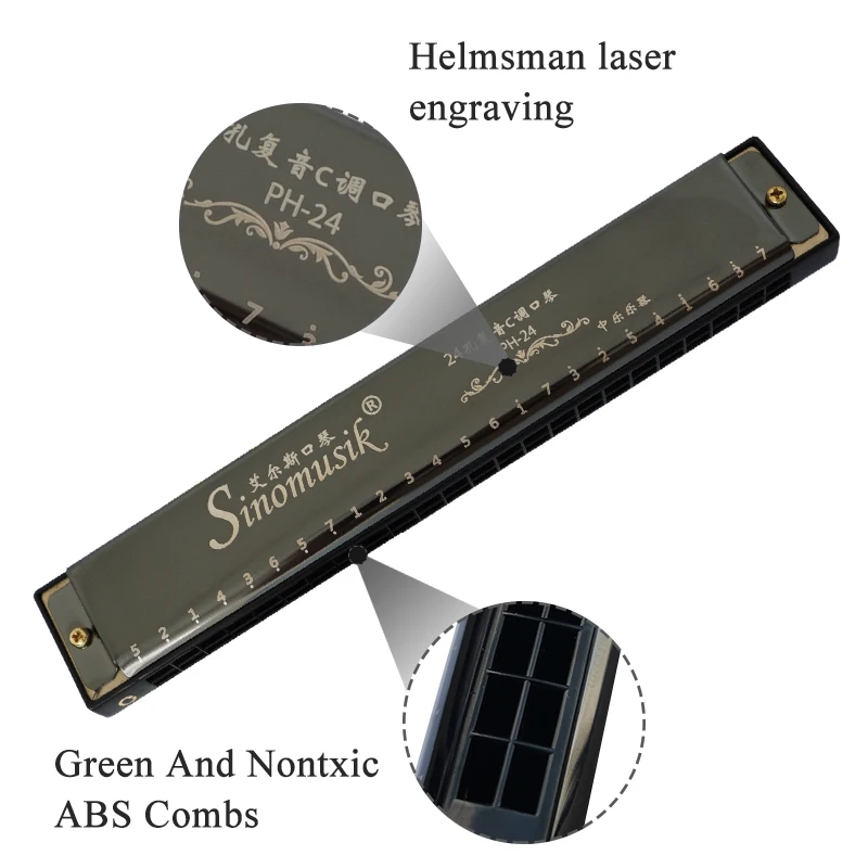 10 Holes and 24 Holes Harmonica Key of C Mouth Ogan Woodwind Musical Instrument With Hard Case For Beginners and Professionals