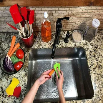 

New Silicone Sponge Eight Colors Hygiene Sponge Fashion Non-stick for Kitchen Bathroom The bristles Soft Cleaning Brushs