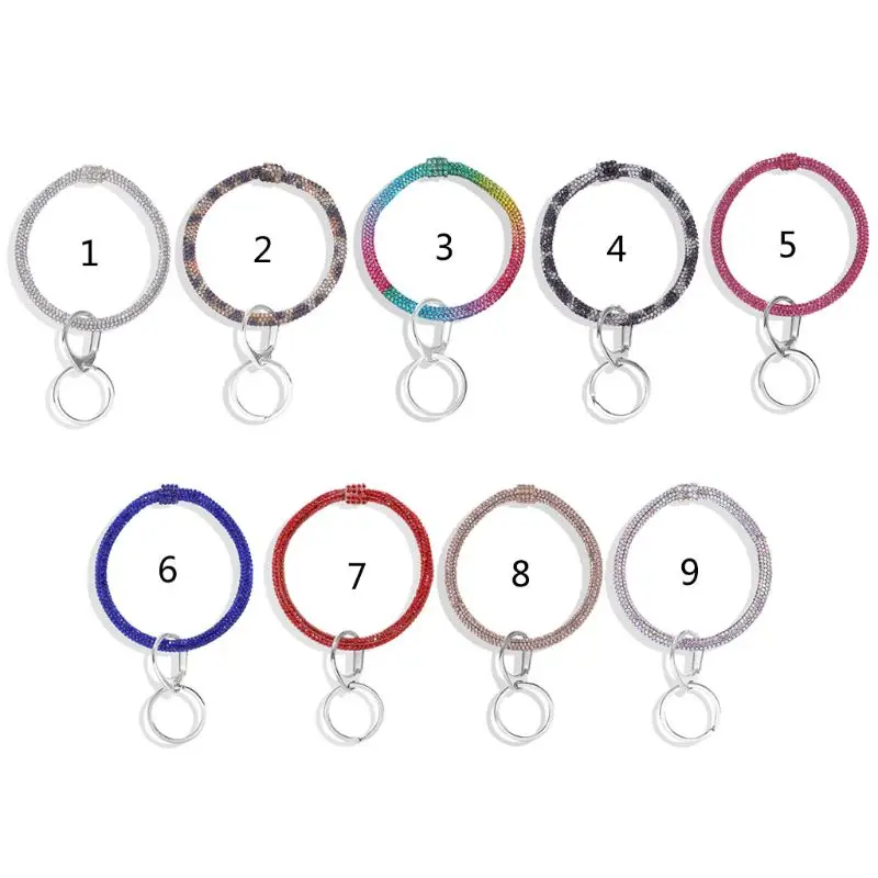 

Rhinestone Bracelet Keychain Large Hoop Keyring Wristlet Women Jewelry